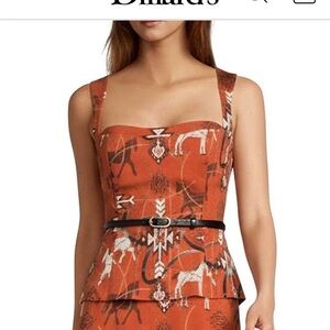 ANTONIO MELANI Rust Printed Peplum Tank Top